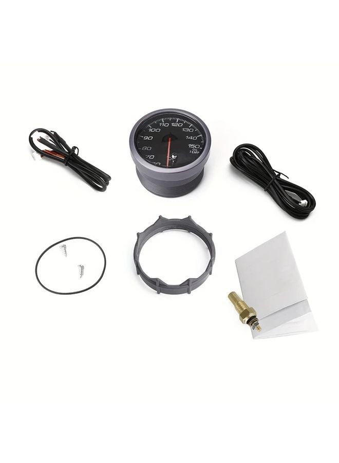 Black Oil Temperature Gauge 60MM 50 150C White Amber Light Peak Function Sensor - Image 5
